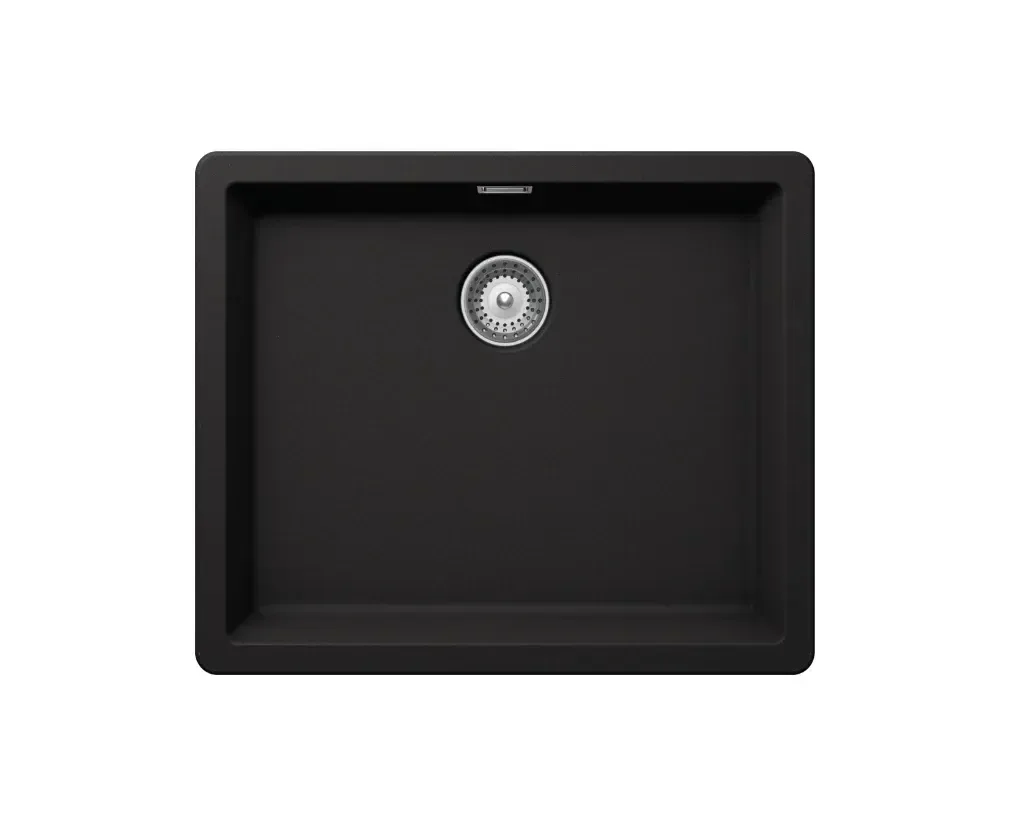 Кухонная мойка Shock BROOKLYN N-100L, композитный кварцевый CRL, одинарная, накладная, NERO, 55,6*45,6 см, BYKN100L013DEUE6101
