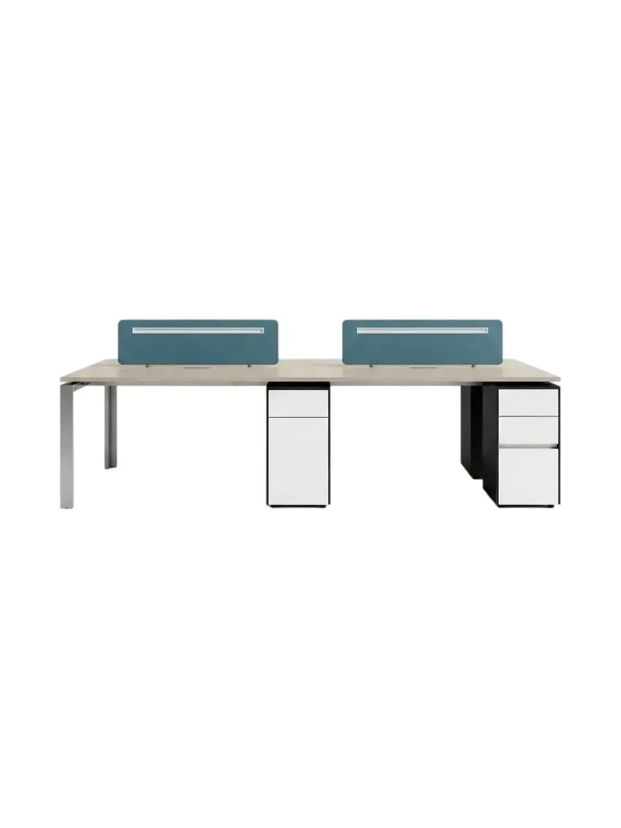 Office table desk Miago top metal square legs 4 seats, with dividers 2800*2400*750cm RZEWTA2-1412-RZEWT2B-1412