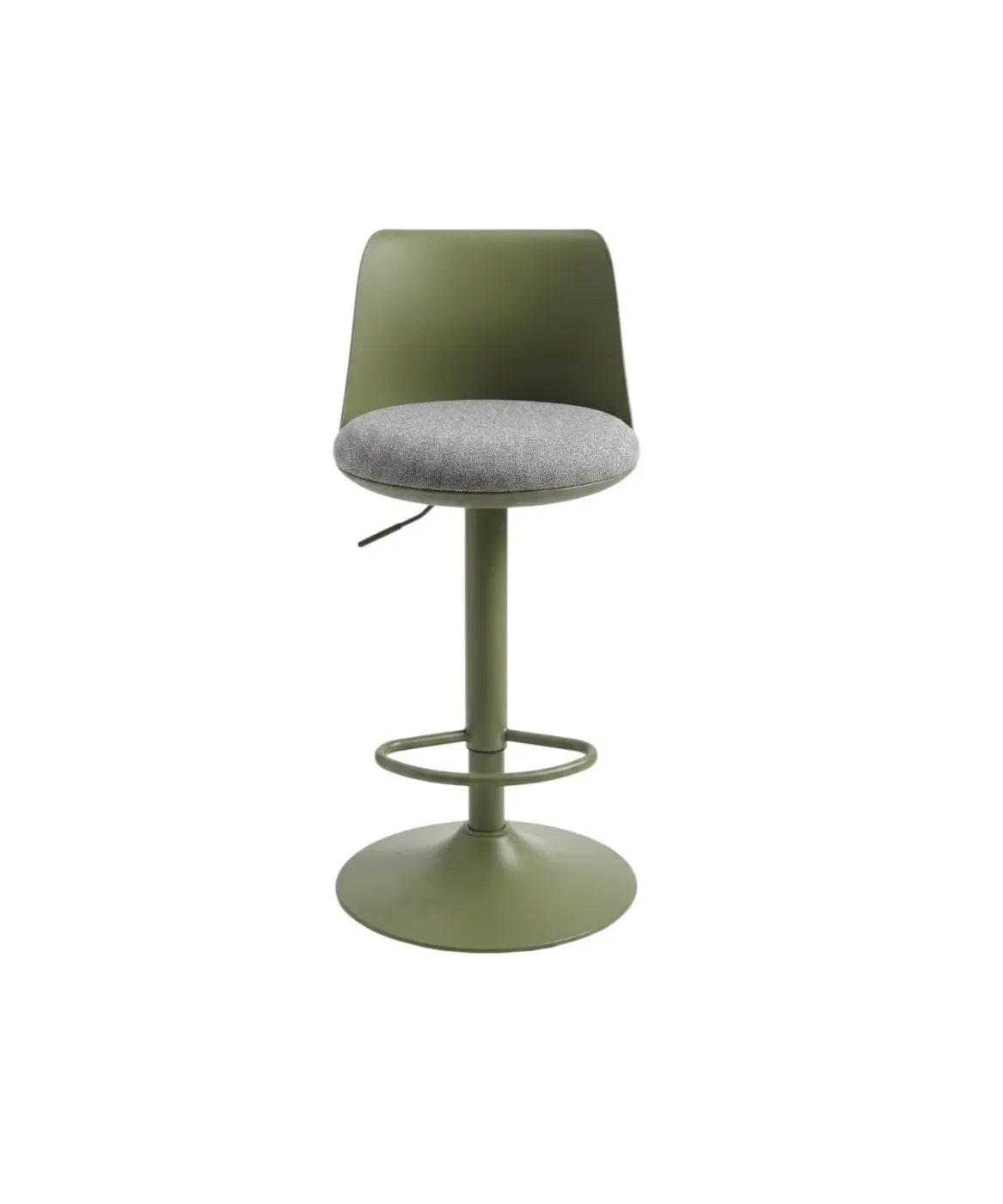 Bar stool with green metal frame and polypropylene backrest with soft surface pp-084/GREEN