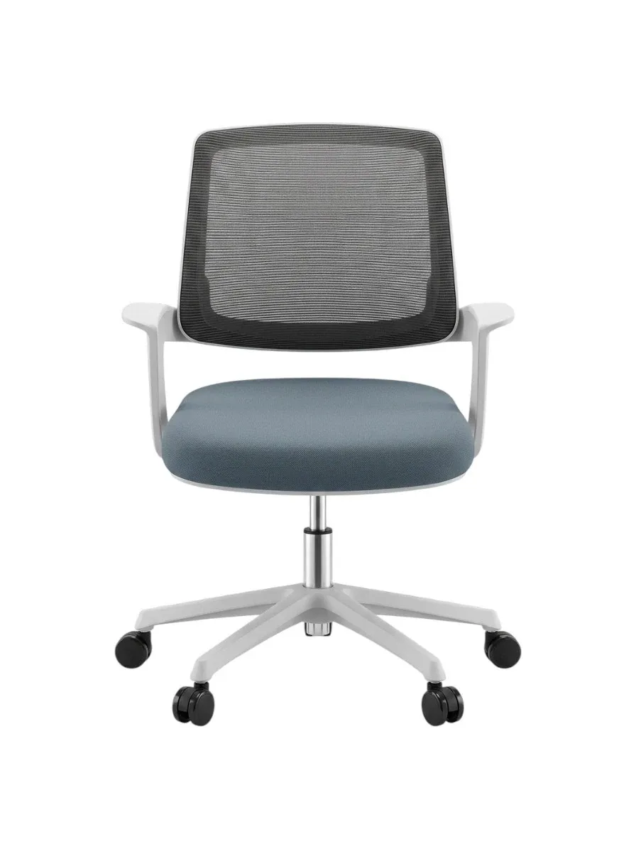 Office chair Lvban Blue Plastic white frame Medium backrest with mesh Fixed handle WY-02W