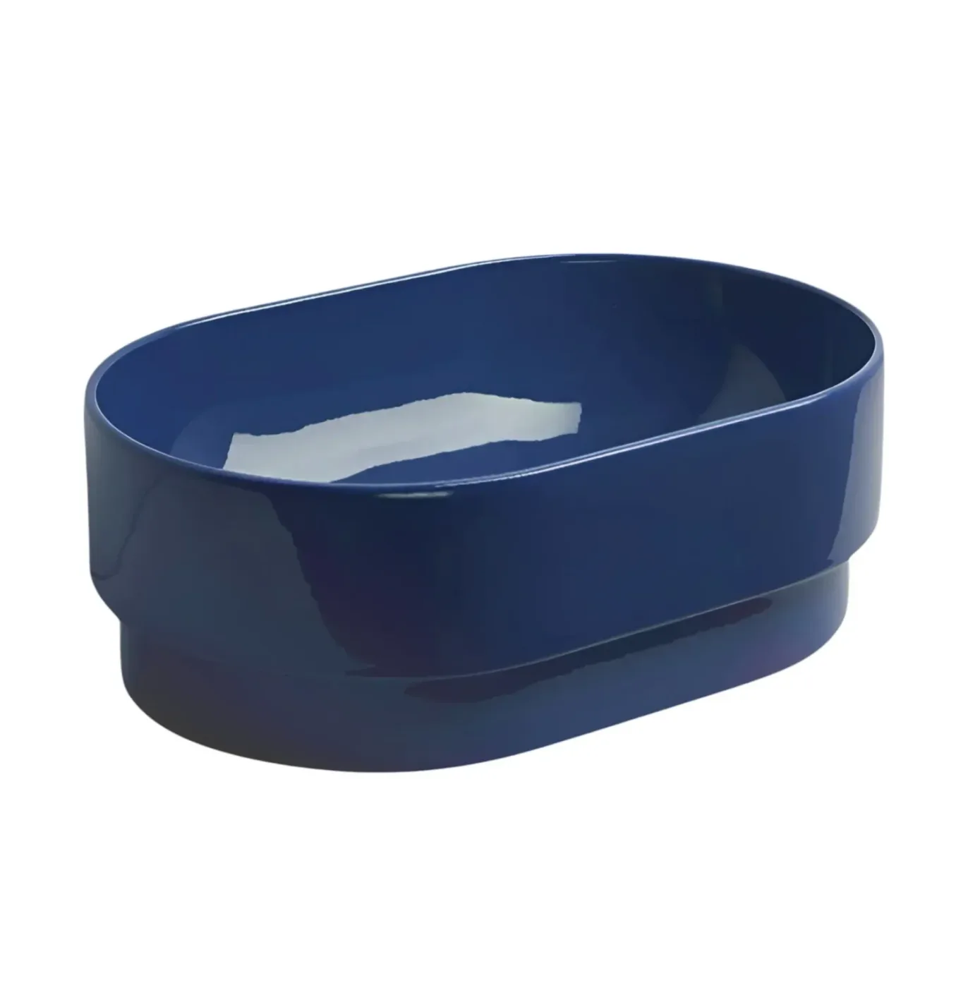 Semi-inserted Basin Simas PM Capri oval without mixer and exit hole glossy 56cm PO02&PLCE||CAP