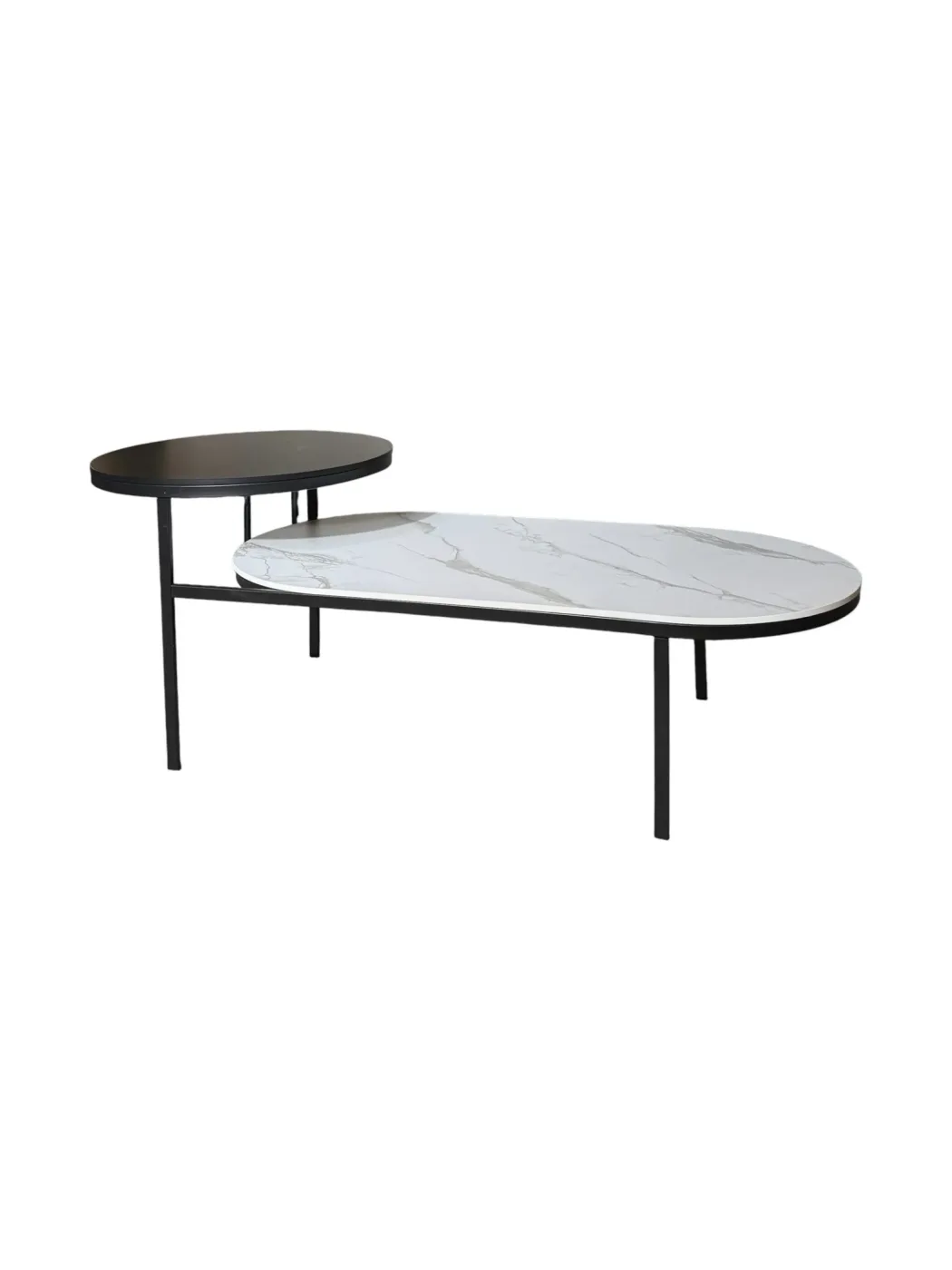 Reception table Miago white and gray melamine top with black metal frame 125*500*450cm (MFC)CT-74.M01