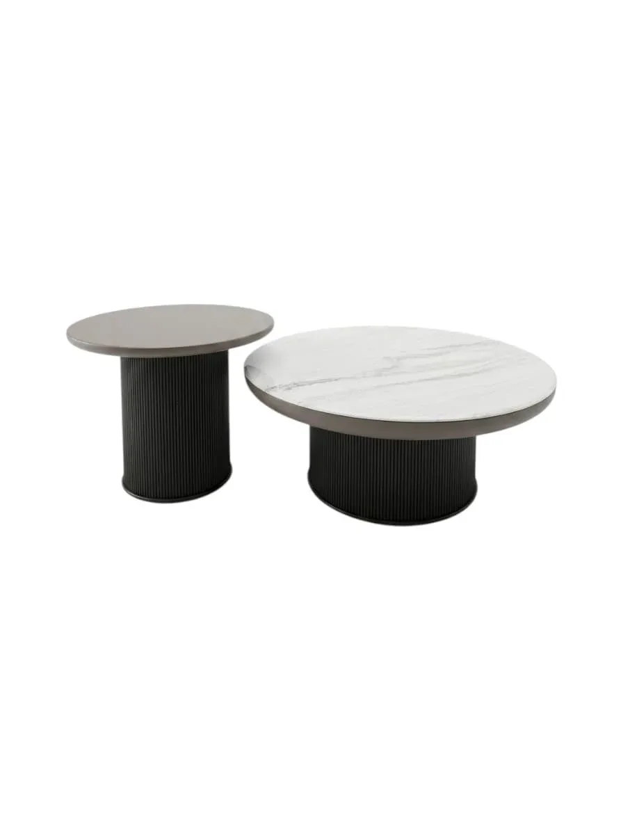 Coffee table Kimhome Microcrystalline stone top Veneered wood legs 80*33.5 X 52*43.5cm FC153