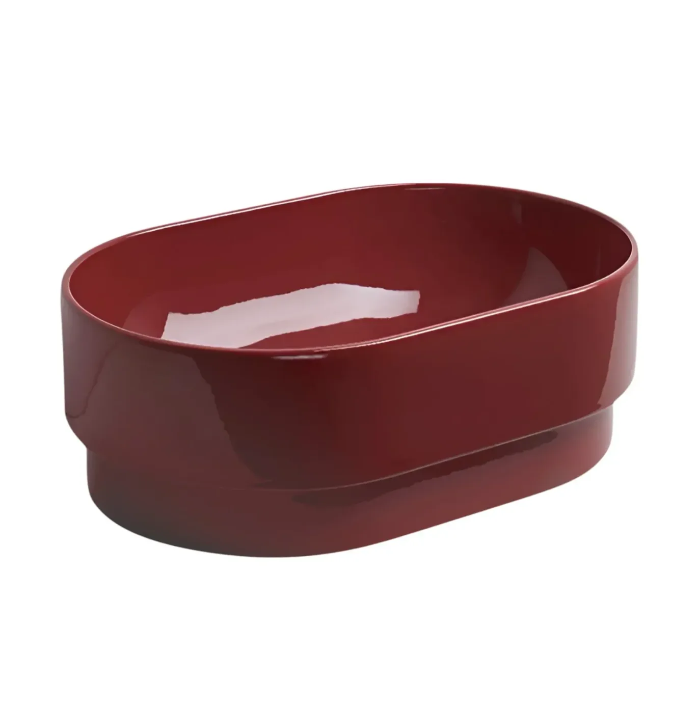 Semi-inserted Basin Simas PM Rubino oval without mixer and exit hole glossy 56cm PO02||RUB