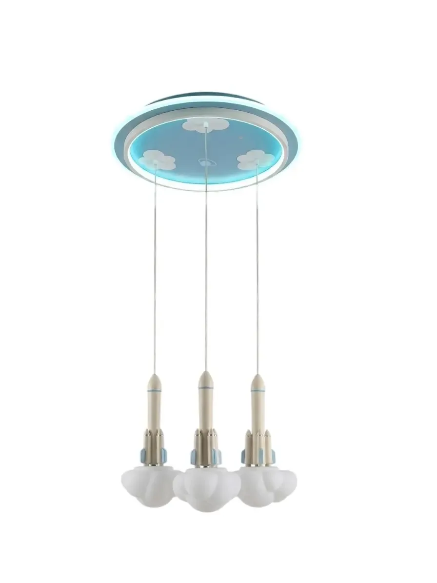 Люстра Kids Lighting Синяя Три космические ракеты 50*50*12 см p-2613-3