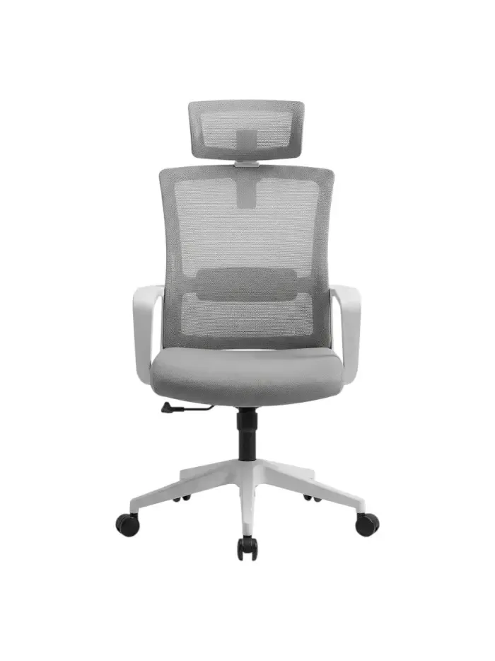 Office chair Gojo Grey OS-09 plastic white frame with mesh seat H-09 with headrest 58*58*107cm 804A/OS-09/H-09