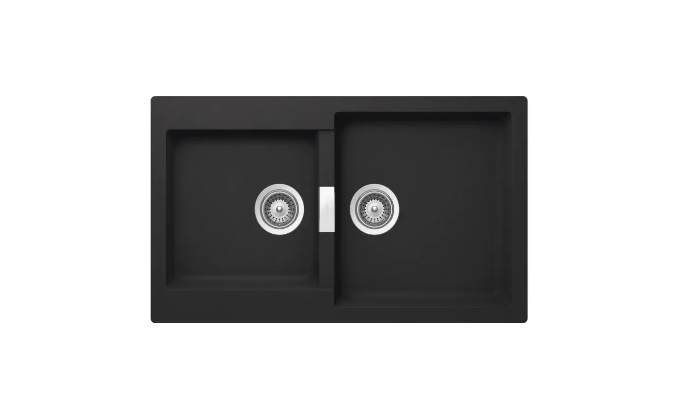Кухонная мойка Shock PRIMUS N-200 Composite Quartz CRL Double Undermount NERO 86*50cm PRIN20001339360101